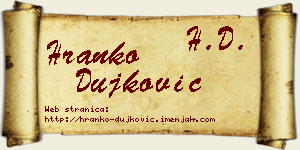 Hranko Dujković vizit kartica